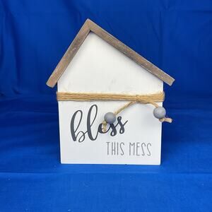 Charming Wooden House Sign - 'Bless This Mess' - Rustic Home Decor